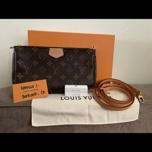 Authentic Louis Vuitton Monogram Large Pochette Accessories with Crossbody Strap